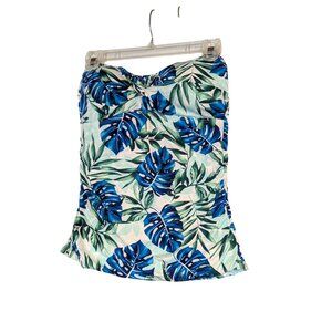 Tommy Bahama Womens Tropical Leaf Print Ruched Bandeau Tankini Top M Multicolor